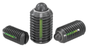 Pressori a molla con intaglio e puntale, acciaio, con frenafiletto Pressori a molla con intaglio e puntale, acciaio, con frenafiletto