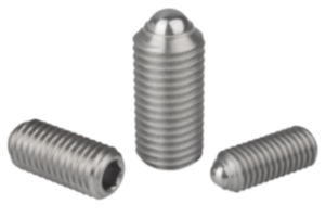 Pressori a molla con esagono incassato e sfera, acciaio inox Pressori a molla con esagono incassato e sfera, acciaio inox