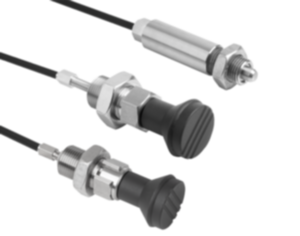 Indexing plungers, stainless steel with plastic mushroom grip and remote actuation