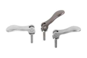 Leve eccentriche regolabili in acciaio inox con filettatura esterna, rondella di pressione e vite prigioniera in acciaio inox Leve eccentriche regolabili in acciaio inox con filettatura esterna, rondella di pressione e vite prigioniera in acciaio inox