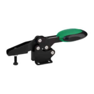 Ginocchiera di serraggio rapido orizzontale con chiusura di sicurezza con piede orizzontale e mandrino pressore regolabile Ginocchiera di serraggio rapido orizzontale con chiusura di sicurezza con piede orizzontale e mandrino pressore regolabile