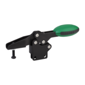 Ginocchiera di serraggio rapido orizzontale con piede perpendicolare e mandrino pressore regolabile Ginocchiera di serraggio rapido orizzontale con piede perpendicolare e mandrino pressore regolabile