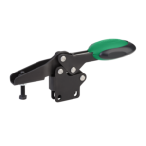 Ginocchiera di serraggio rapido orizzontale con chiusura di sicurezza con piede perpendicolare e mandrino pressore regolabile Ginocchiera di serraggio rapido orizzontale con chiusura di sicurezza con piede perpendicolare e mandrino pressore regolabile