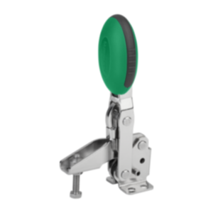 Ginocchiera di serraggio rapido verticale con piede orizzontale e mandrino pressore regolabile, acciaio inox Ginocchiera di serraggio rapido verticale con piede orizzontale e mandrino pressore regolabile, acciaio inox
