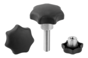 Manopole a lobi in plastica con boccola in acciaio metal detectable Manopole a lobi in plastica con boccola in acciaio metal detectable