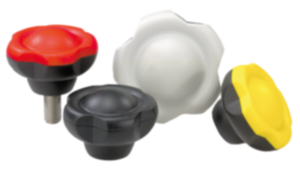 Five lobe grips with cap, plastic, threaded insert steel or stainless steel - inch Five lobe grips with cap, plastic, threaded insert steel or stainless steel - inch