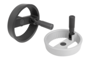 2-spoke handwheels, aluminium with fold-down cylinder grip