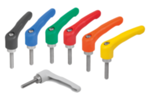 Clamping levers, plastic with external thread, threaded insert stainless steel