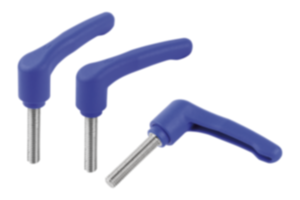 Clamping levers, plastic, visually detectable with external thread, threaded pin stainless steel Clamping levers, plastic, visually detectable with external thread, threaded pin stainless steel