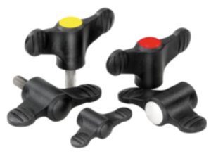 Wing grips with cap, plastic, threaded insert steel or stainless steel - inch Wing grips with cap, plastic, threaded insert steel or stainless steel - inch