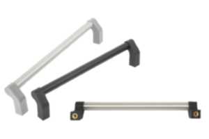 Tubular handles, aluminium, angled with plastic grip legs