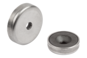 Magnete mit Senkbohrung (Flachgreifer) aus Hartferrit mit Edelstahlgehäuse Magnete mit Senkbohrung (Flachgreifer) aus Hartferrit mit Edelstahlgehäuse