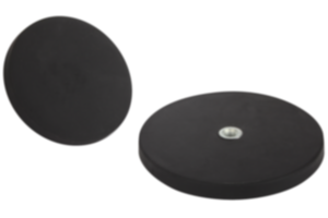 Magnete piatto con filettatura interna in NdFeB, con rivestimento protettivo di gomma Magnete piatto con filettatura interna in NdFeB, con rivestimento protettivo di gomma