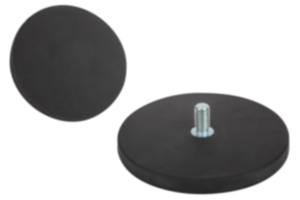 Magnete piatto con perno filettato in NdFeB, con rivestimento protettivo di gomma Magnete piatto con perno filettato in NdFeB, con rivestimento protettivo di gomma
