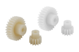 Ruote dentate frontali in plastica, modulo 0,5 stampate a iniezione, dentatura diritta, angolo di pressione 20° Ruote dentate frontali in plastica, modulo 0,5 stampate a iniezione, dentatura diritta, angolo di pressione 20°