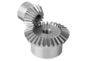Bevel gears in steel, ratio 1:2 toothing milled, straight teeth, engagement angle 20°