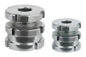 Elementi per la regolazione in altezza in versione bassa con controdado Elementi per la regolazione in altezza in versione bassa con controdado