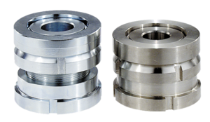 Elementi di regolazione in altezza in acciaio o acciaio inox con rondella di compensazione sferica, versione bassa Elementi di regolazione in altezza in acciaio o acciaio inox con rondella di compensazione sferica, versione bassa