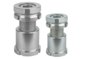 Elementi di regolazione in altezza in acciaio o acciaio inox con rondella di compensazione sferica Elementi di regolazione in altezza in acciaio o acciaio inox con rondella di compensazione sferica