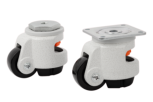 Rulli di sollevamento con freno a pedale integrato con foro passante o piastra di fissaggio Rulli di sollevamento con freno a pedale integrato con foro passante o piastra di fissaggio