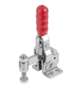 Toggle clamps mini vertical with flat foot and fixed clamping spindle