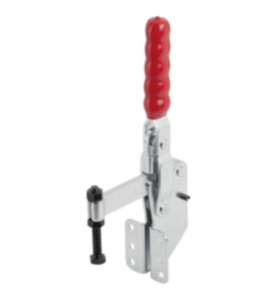Toggle clamps vertical with angled foot and fixed clamping spindle