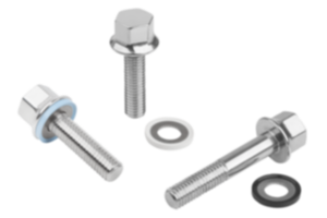 Viti a testa esagonale acciaio inox con collare e rondelle di guarnizione per set Hygienic USIT® Viti a testa esagonale acciaio inox con collare e rondelle di guarnizione per set Hygienic USIT®