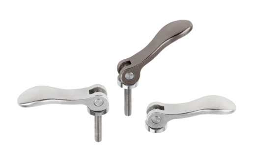 Maniglia a leva eccentrica in acciaio inox con filettatura interna ed esterna, rondella di pressione in acciaio inox