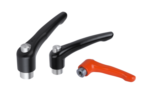 Maniglia a leva con tappo di protezione filettatura interna, elementi in acciaio inox, inch