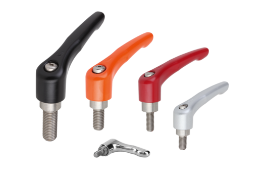 Maniglia a leva con filettatura esterna, elementi in acciaio inox, inch
