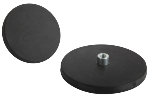 Magnete piatto con bussola filettata in NdFeB, con rivestimento protettivo di gomma