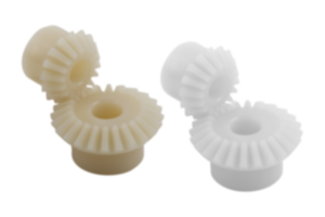 Ingranaggi conici in plastica, rapporto di trasmissione 1:1,5 stampati a iniezione, dentatura diritta, angolo di pressione 20°