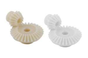 Ingranaggi conici in plastica, rapporto di trasmissione 1:2 stampati a iniezione, dentatura diritta, angolo di pressione 20°