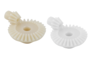 Ingranaggi conici in plastica, rapporto di trasmissione 1:3 stampati a iniezione, dentatura diritta, angolo di pressione 20°