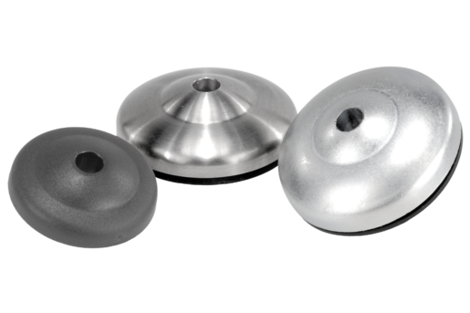 Supporti piani per piedini di appoggio ECO in zinco pressofuso, acciaio inox o plastica