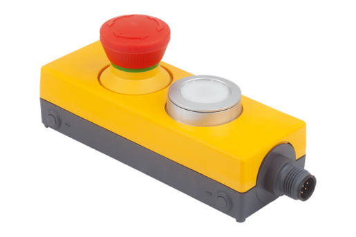 Pulsante di emergenza con pulsante nell'alloggiamento "Minibox" Ø 22,3 mm attacco M12
