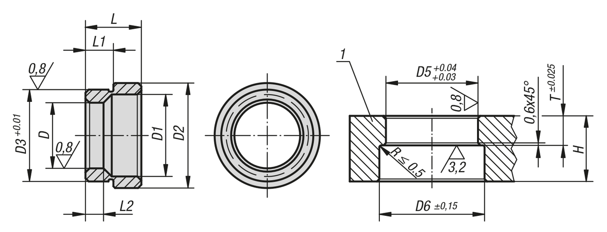 Bussole portamaschi in acciaio inox Forma A (inserite a pressione sul lato posteriore)
