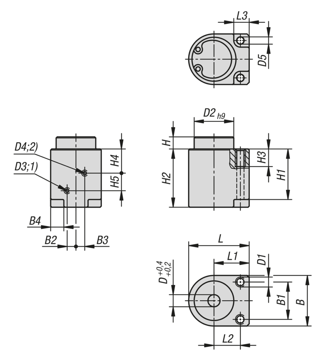 Supporti di posizionamento flangia, acciaio inox, pneumatici