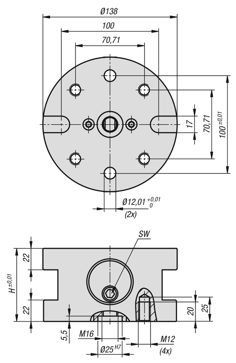 UNILOCK Modulo base 5 assi per sistemi da 138 mm