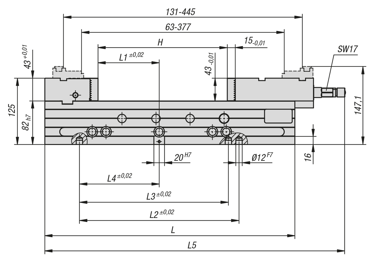 Tenditore CNC larghezza ganascia 125 mm